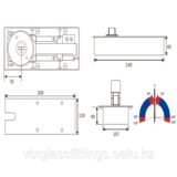Напольный доводчик для стеклянных дверей | 28-P-90KG | SUS304-хром/полировка